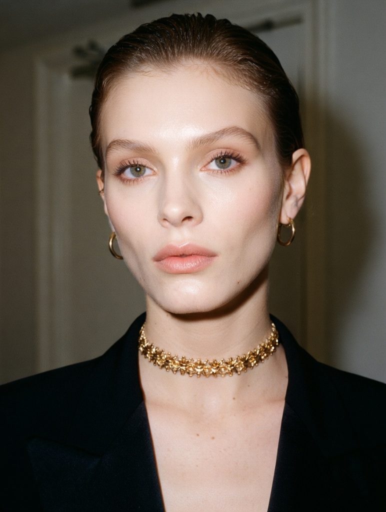 Choker de macramé en cordón metálico con flores encadenadas, modelo Soriel – Traselvelo