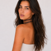 Choker de encaje bordado color marrón, modelo Vega – Traselvelo